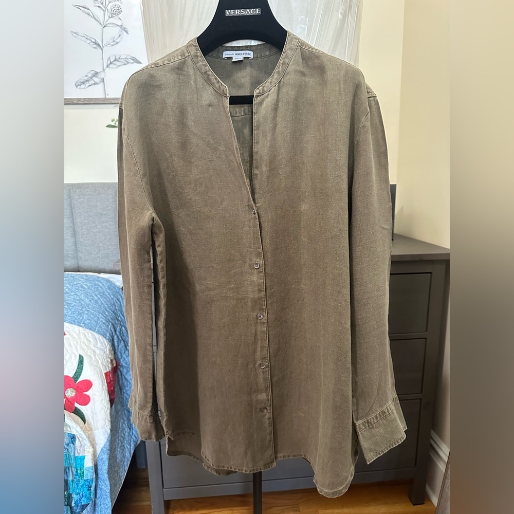 James Perse Khaki Button-Up Shirt